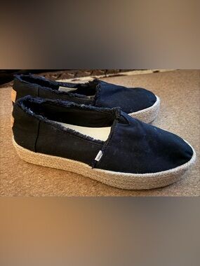Toms Black Canvas Espadrille Slip-On Shoes